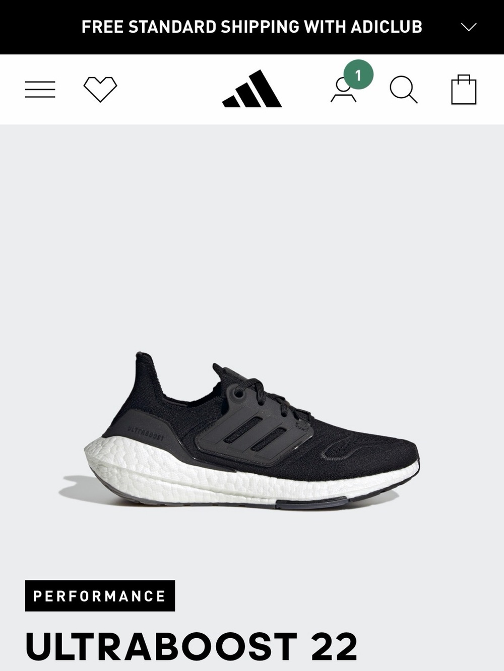 adidas Kids Ultraboost 22 Sneakers - Black/White